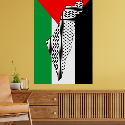 Palästinensische Flagge und Karte mit Keffiyeh-Mus Poster (Wohnzimmer 2)