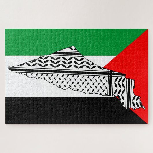 Palästinensische Flagge und Karte mit Keffiyeh-Mus Puzzle (Horizontal)
