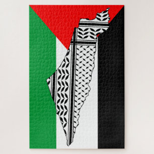 Palästinensische Flagge und Karte mit Keffiyeh-Mus Puzzle