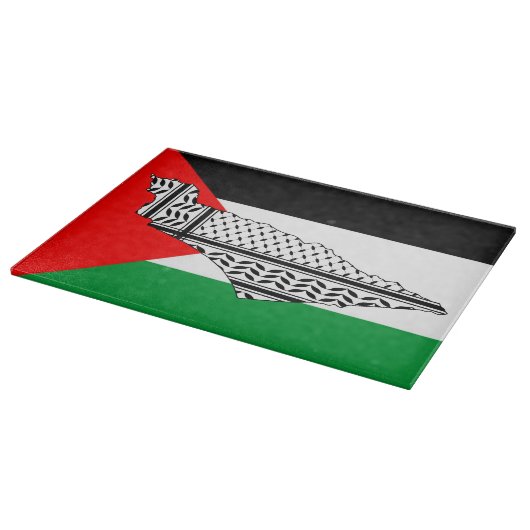 Palästinensische Flagge und Karte mit Keffiyeh-Mus Schneidebrett (Ecke)
