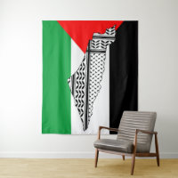 Palästinensische Flagge und Karte mit Keffiyeh-Mus