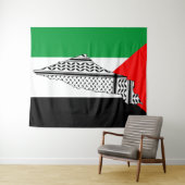 Palästinensische Flagge und Karte mit Keffiyeh-Mus Wandteppich (Beispiel (Horizontal))