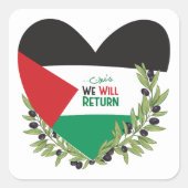 Palästinensische Flagge und Olivenzweige Quadratischer Aufkleber (Vorderseite)