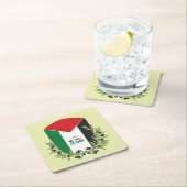 Palästinensische Flagge und Olivenzweige Rechteckiger Pappuntersetzer (Vor Ort)