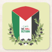 Palästinensische Flagge und Olivenzweige Rechteckiger Pappuntersetzer (Vorderseite)