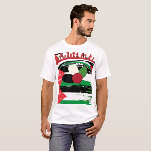 Palästinensische Flagge und Silhouette für Flüchtl T-Shirt (Vorne ganz)