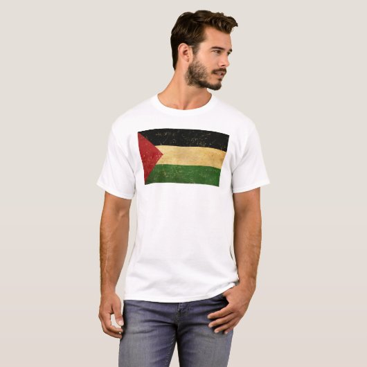 Palästinensische Flagge Vintag Männerweiß T-Shirt (Vorne ganz)