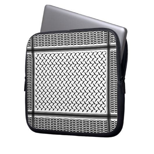 Palästinensische Joranische Kuffiya Schwarz-Weiß-S Laptopschutzhülle (Vorderseite Links)