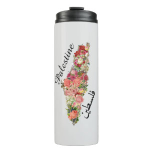 Palästinensische Karte فلسطين Floral Thermobec Thermosbecher