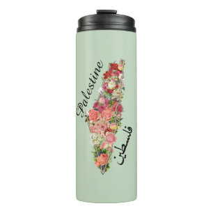 Palästinensische Karte ف ل س ط ن ي   Floral  Therm Thermosbecher