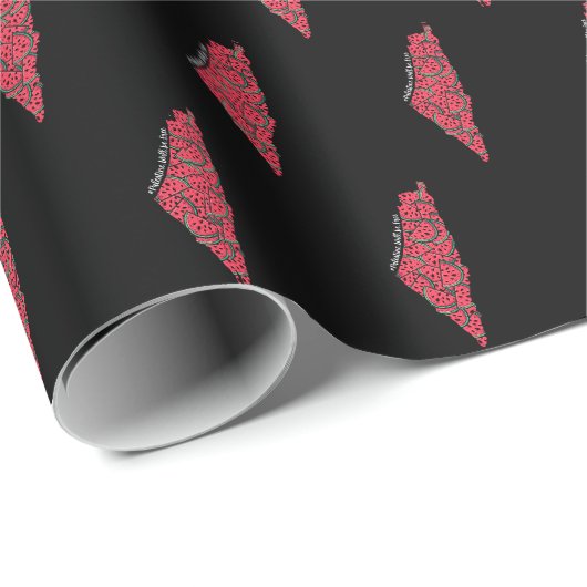 Palästinensische Karte mit Watermelonen | freie Pa Geschenkpapier (Rolleneckpunkt)