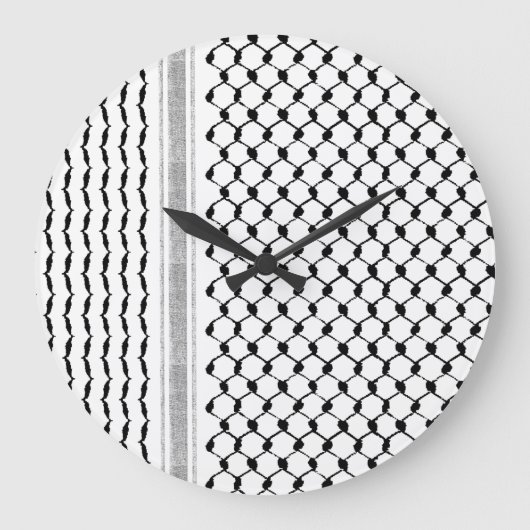 Palästinensische Kufiya Benutzerdefiniertes Lizenz Große Wanduhr (Vorderseite)