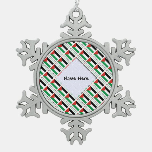 Palästinensische palästinensische Flagge geteert B Schneeflocken Zinn-Ornament (Vorderseite)