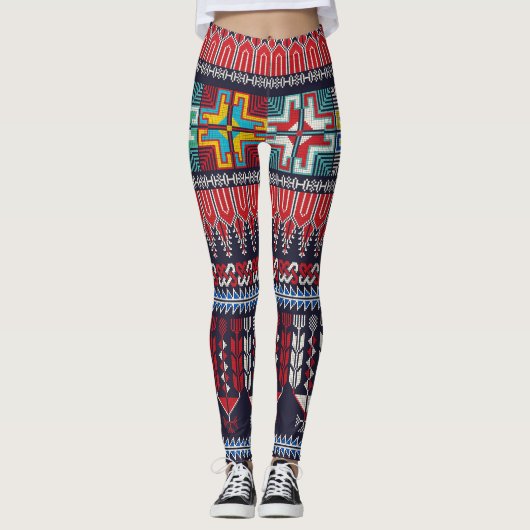 Palästinensische Stickerei Motif Muster. Leggings (Vorderseite)