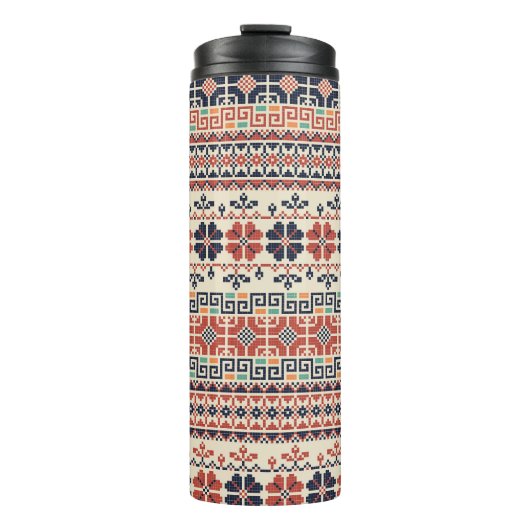Palästinensische Stickerei Motif: Traditionelle Sc Thermosbecher (Vorderseite)