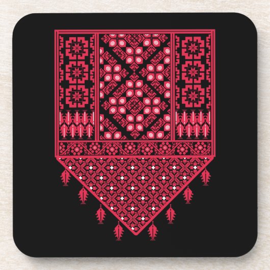 Palästinensische Stickerei Tatreez gedrucktes Desi Getränkeuntersetzer (Vorderseite)