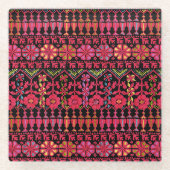 Palästinensische Stickerei Tatreez gedrucktes Desi Glasuntersetzer (Vorderseite)