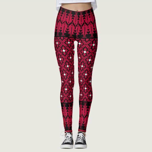Palästinensische Stickerei Tatreez gedrucktes Desi Leggings (Vorderseite)
