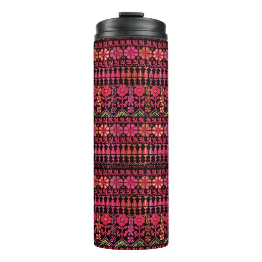 Palästinensische Stickerei Tatreez gedrucktes Desi Thermosbecher (Vorderseite)