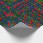 Palästinensische Stickerei Tatreez rot grün 5 Must Geschenkpapier (Ecke)