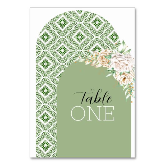 Palästinensische Tatreez-Bögen in grün Tischnummer (Vorderseite)