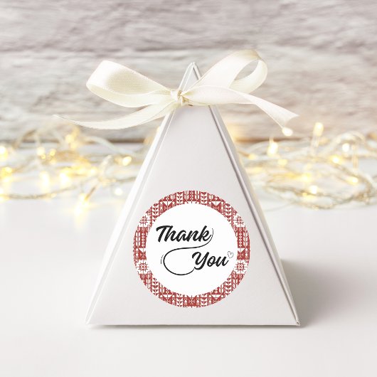 Palästinensische Tatreez in Rot Vielen Dank, dass  Runder Aufkleber