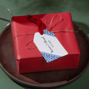 Palästinensische Tatreez Print-Geschenk-Tag in bla Geschenkanhänger