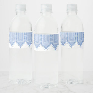 Palästinensische Tatreez Print in blau Wasserflaschenetikett