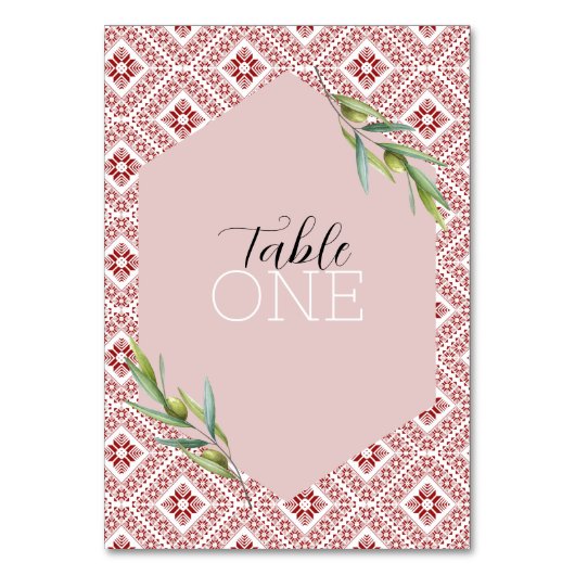 Palästinensische Tatreez Red Tischnummer (Rückseite)