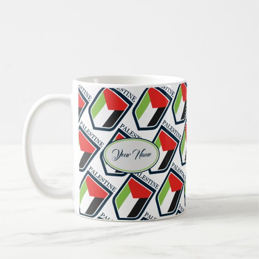 Palästinensische und palästinensische Flagge Maßge Kaffeetasse (Links)