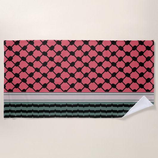 Palästinensische Wassermelone Hatta Keffiyeh Kufiy Strandtuch (Vorderseite)