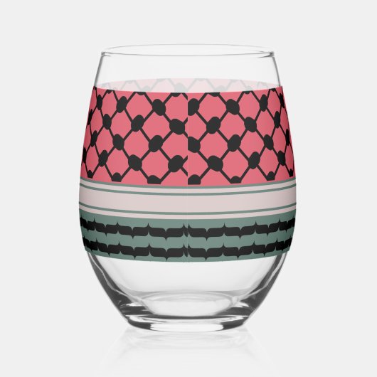 Palästinensische Wassermelone Hatta Keffiyeh Kufiy Weinglas Ohne Stiel (Rechts)