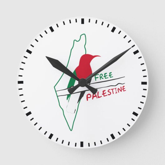 Palästinensischer Flaggenvogel Runde Wanduhr (Vorderseite)