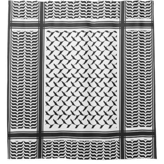 Palästinensischer Kuffiya schwarz-weiß Duschvorhang (Vorderseite)