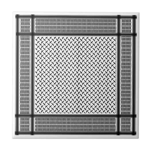 Palästinensischer Kuffiya schwarz-weiß Fliese (Vorderseite)