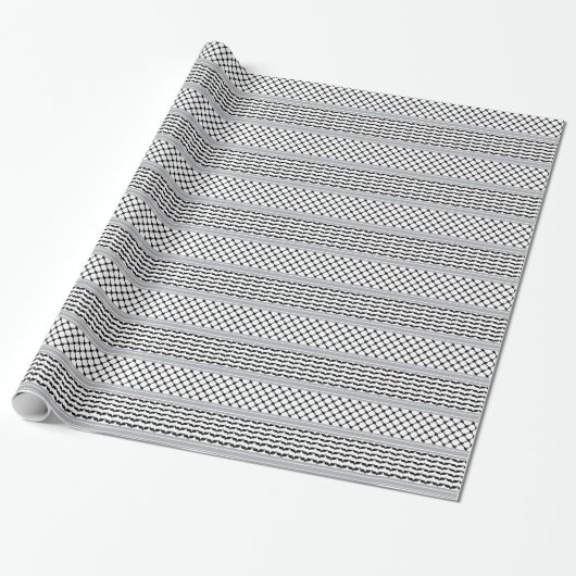 Palästinensischer Schwarz-Weiß-Keffiyeh Geschenkpapier (Ungerollt)