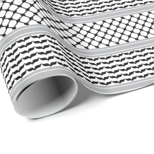 Palästinensischer Schwarz-Weiß-Keffiyeh Geschenkpapier (Rolleneckpunkt)