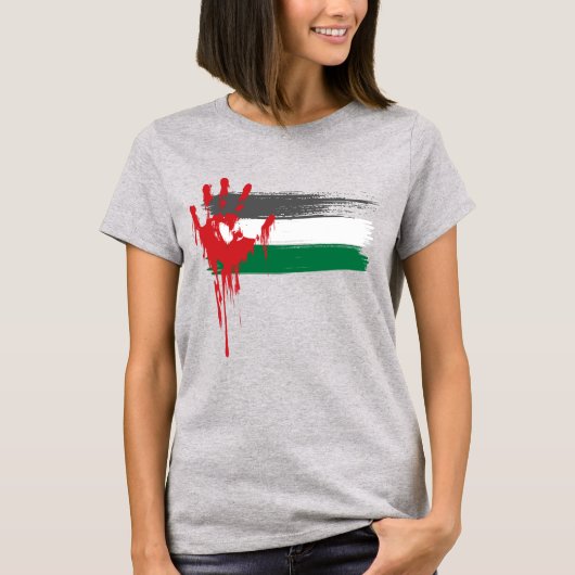 Palästinensischer T - Shirt mit blutfarbener Flagg (Vorderseite)