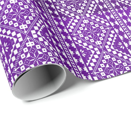 palästinensischer Tatreez Print in Lila Papier Geschenkpapier (Rolleneckpunkt)