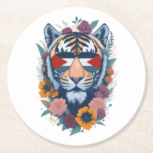 Palästinensischer Tiger - Palästina-FLAG - Geschen Runder Pappuntersetzer