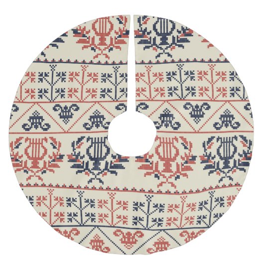 palästinensisches Stickereimotiv, nahtlose Muster Polyester Weihnachtsbaumdecke (Vorderseite)