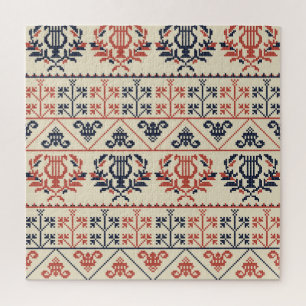 palästinensisches Stickereimotiv, nahtlose Muster Puzzle