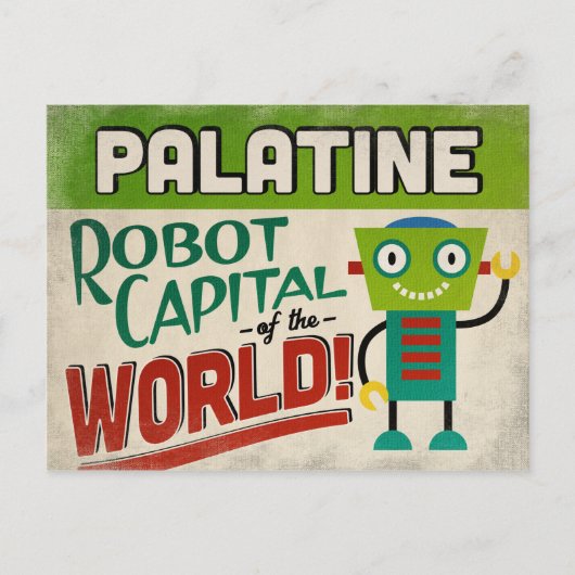 Palatine Illinois Robot - Funny Vintag Postkarte (Vorderseite)
