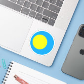 Palau Flag Round Sticker (Laptop mit iPhone)