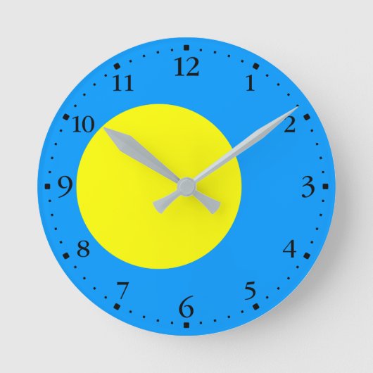 Palau-Flagge Runde Wanduhr (Vorderseite)