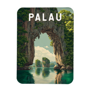 Palau Illustration Reise Kunst Vintage Magnet