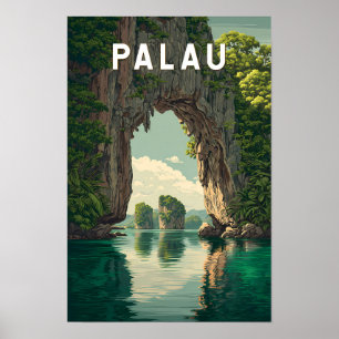 Palau Illustration Reise Kunst Vintage Poster