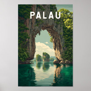Palau Illustration Reise Kunst Vintage Poster