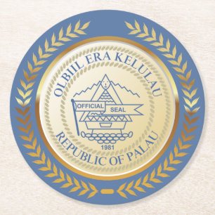 Palau Offiziell Siegel Runder Pappuntersetzer