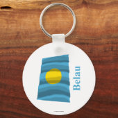 Palau Waving Flag mit Name in Palauan Schlüsselanhänger (Vorderseite)